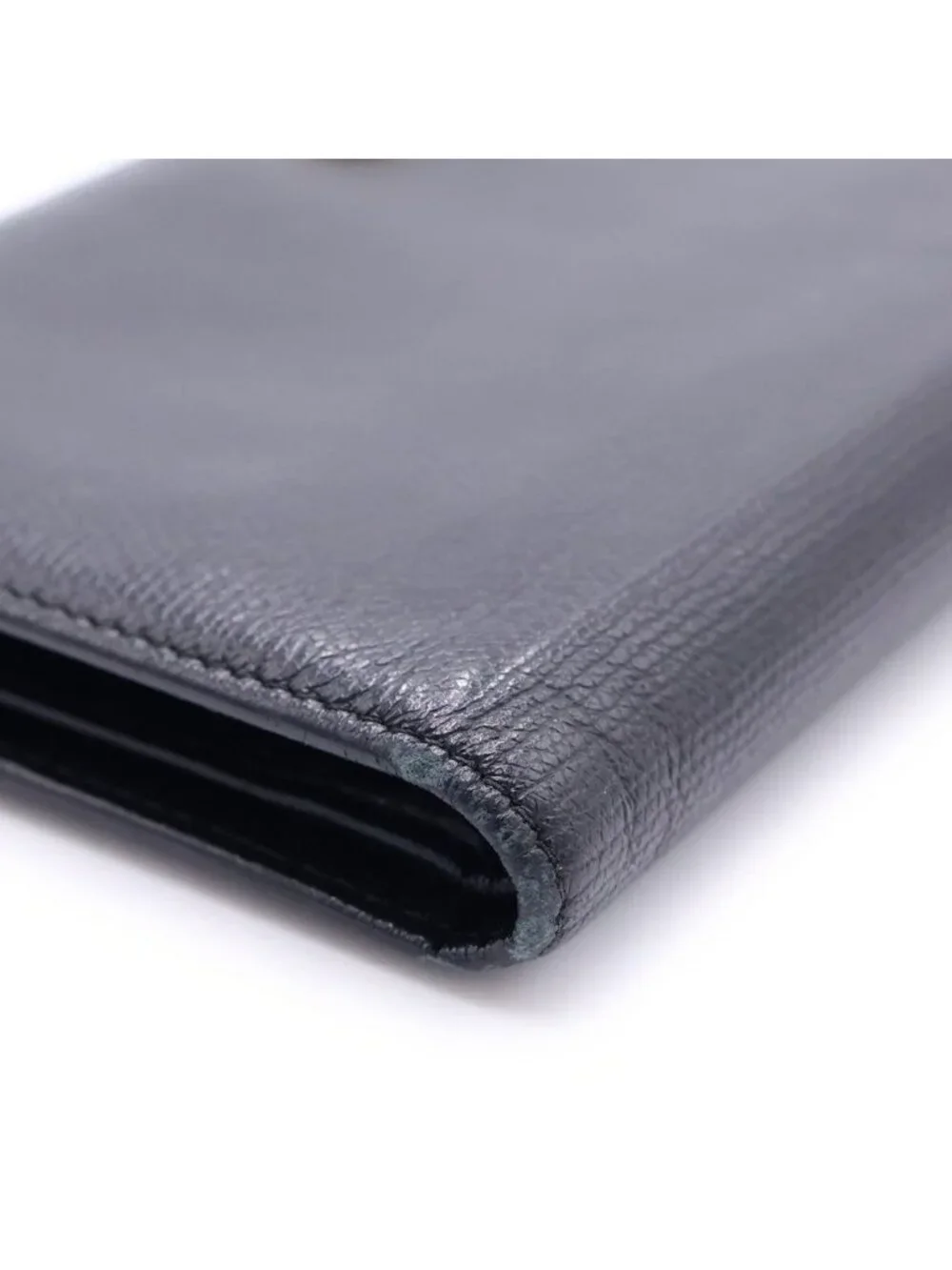 Chanel CC Logo Coco Button Leather Bifold Wallet Black